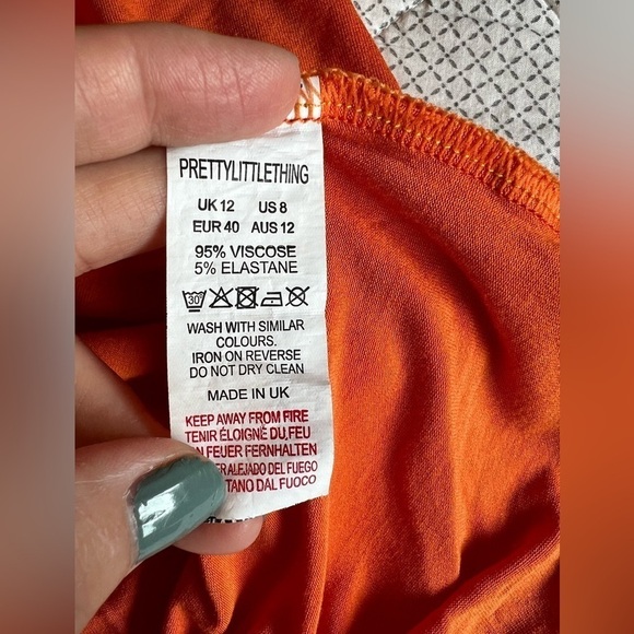 Pretty Little Thing | 90’s Neck Line‎ | Bodycon | Dreamsicle Orange | Size 8 - Picture 6 of 7